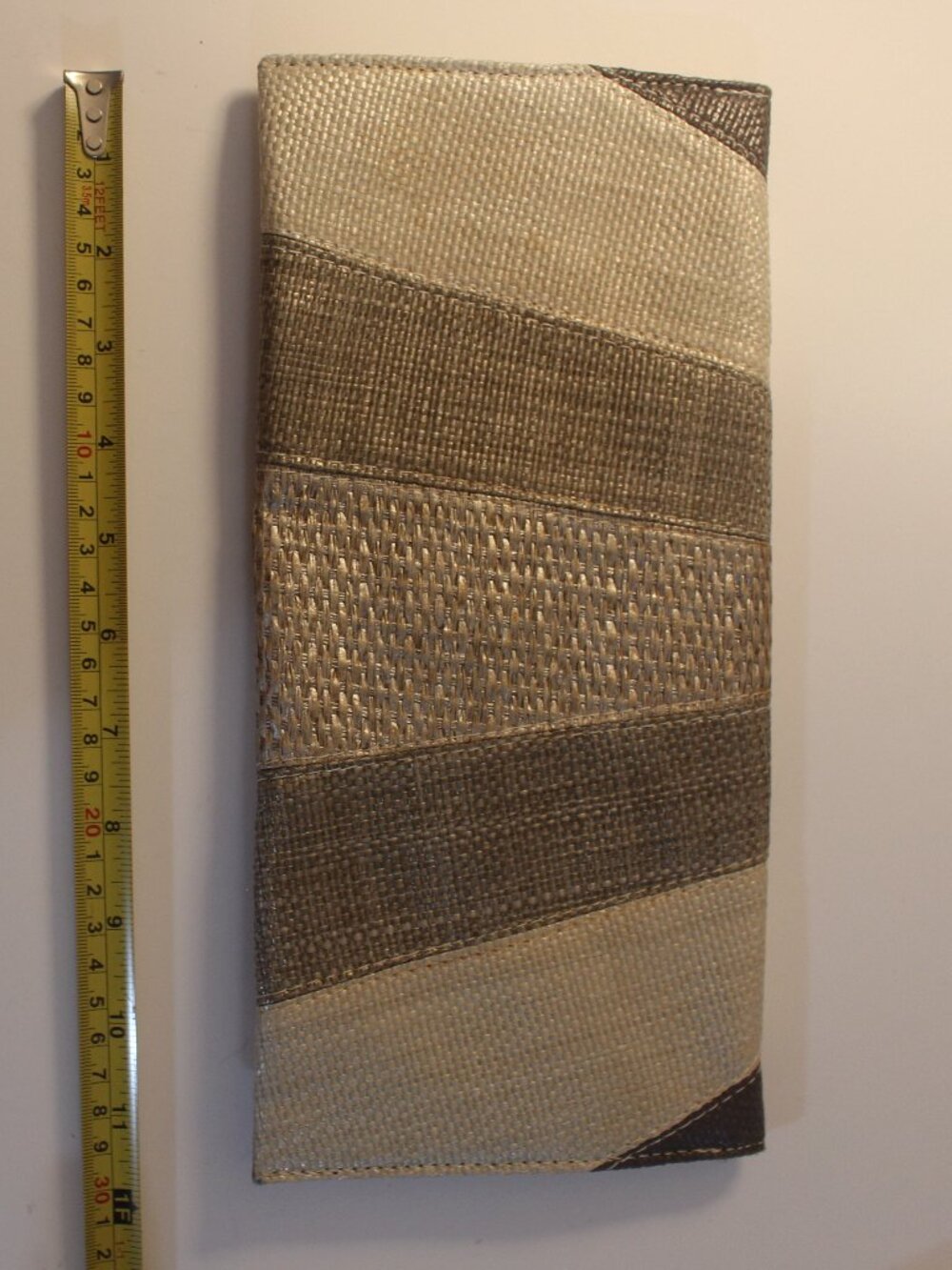 Neutral Beige & Brown Woven Envelope Clutch